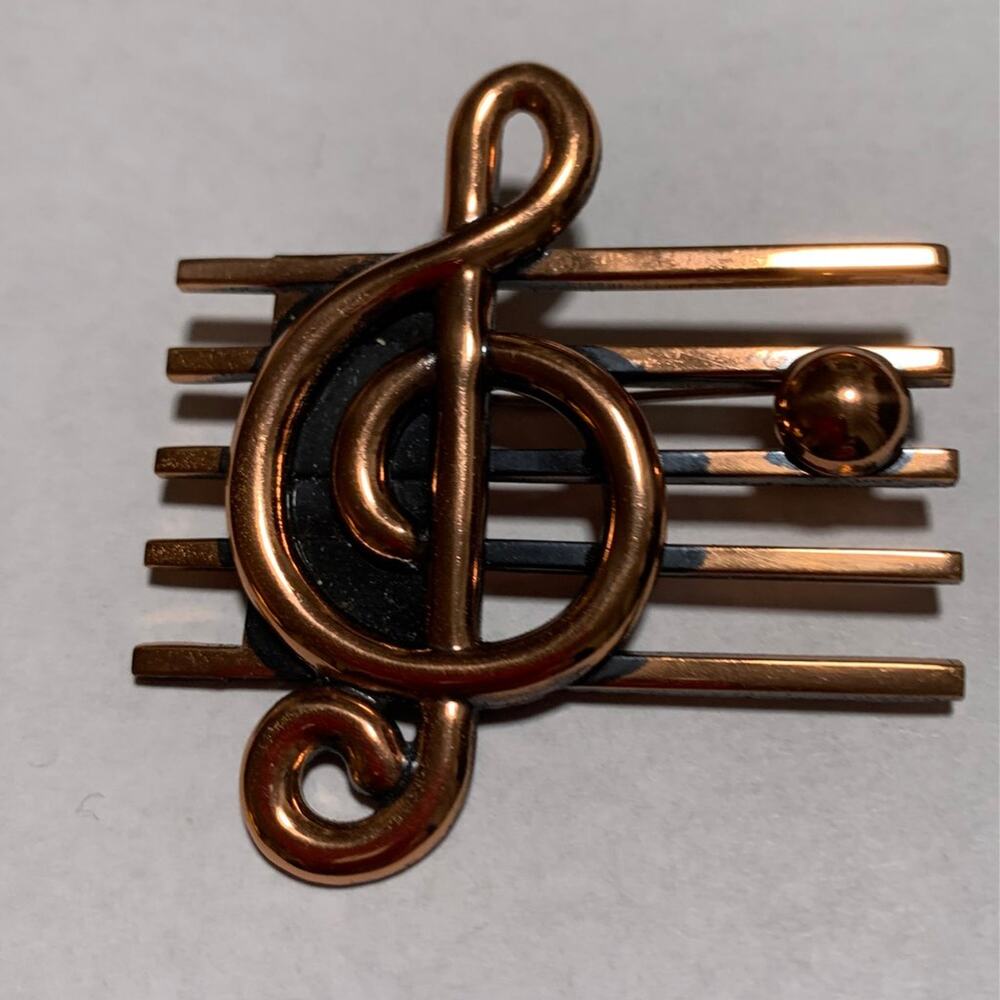 Vintage Renoir Copper Treble Clef Brooch